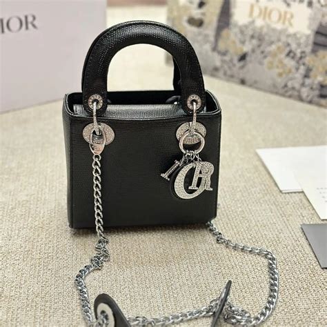 lady dior black mini|mini lady dior lizard bag.